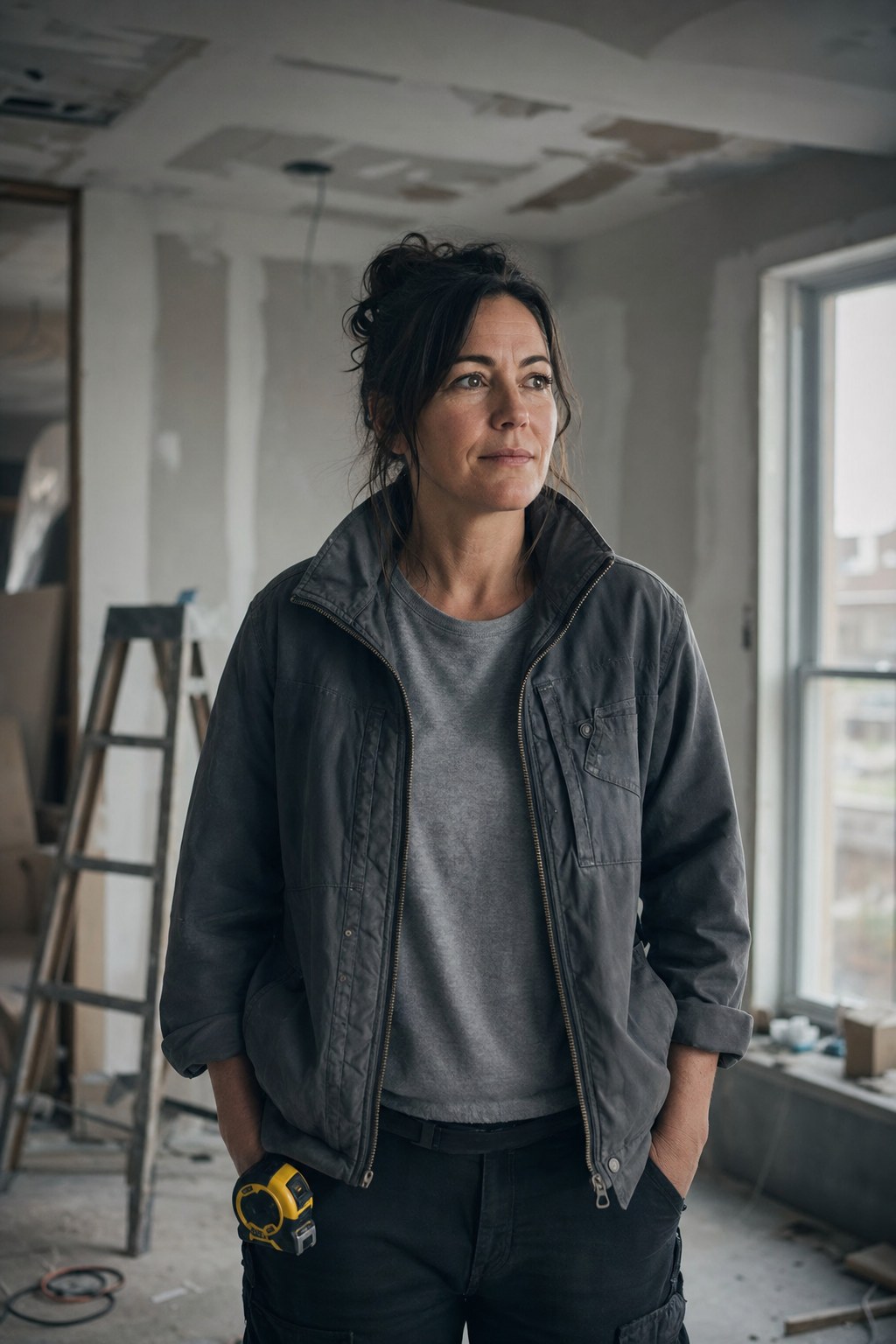 Promotrice immobilière sur son chantier de rénovation